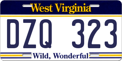 WV license plate DZQ323
