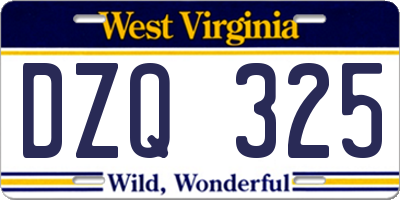 WV license plate DZQ325