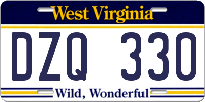 WV license plate DZQ330