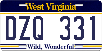 WV license plate DZQ331