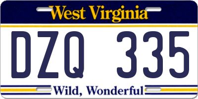 WV license plate DZQ335