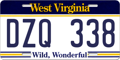 WV license plate DZQ338