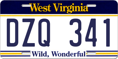 WV license plate DZQ341