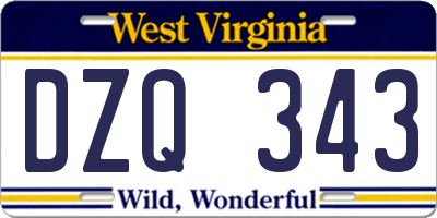 WV license plate DZQ343