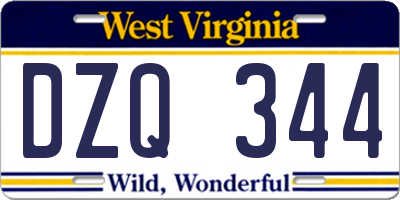 WV license plate DZQ344