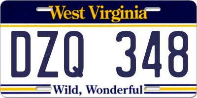 WV license plate DZQ348
