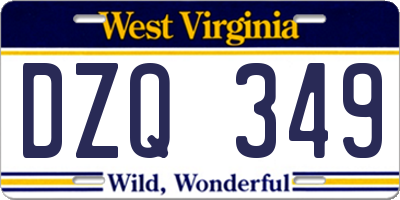 WV license plate DZQ349