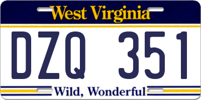 WV license plate DZQ351