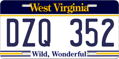 WV license plate DZQ352