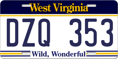 WV license plate DZQ353