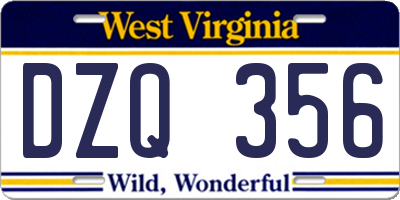 WV license plate DZQ356
