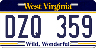 WV license plate DZQ359