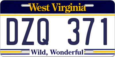 WV license plate DZQ371