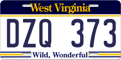 WV license plate DZQ373