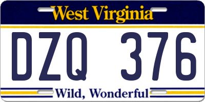 WV license plate DZQ376