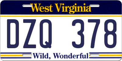 WV license plate DZQ378