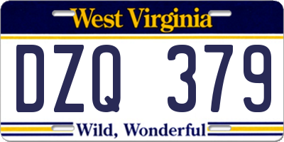 WV license plate DZQ379