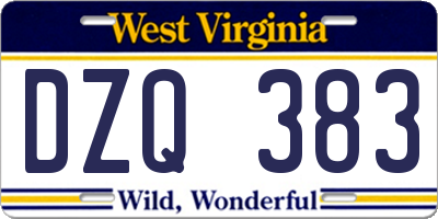 WV license plate DZQ383