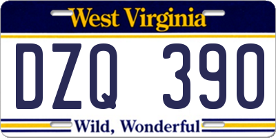 WV license plate DZQ390