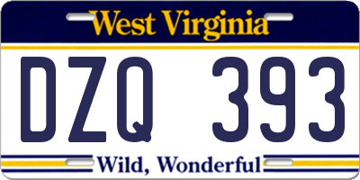 WV license plate DZQ393
