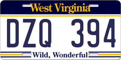 WV license plate DZQ394