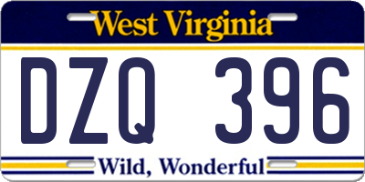 WV license plate DZQ396