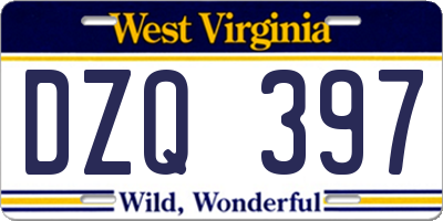 WV license plate DZQ397