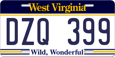 WV license plate DZQ399