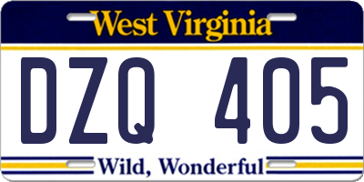 WV license plate DZQ405