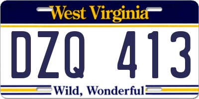 WV license plate DZQ413