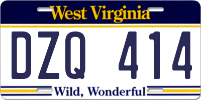 WV license plate DZQ414