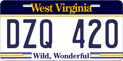 WV license plate DZQ420