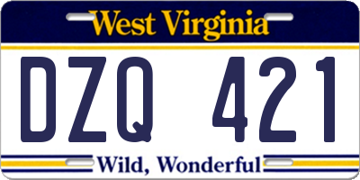 WV license plate DZQ421