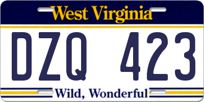 WV license plate DZQ423