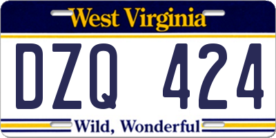 WV license plate DZQ424