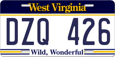 WV license plate DZQ426