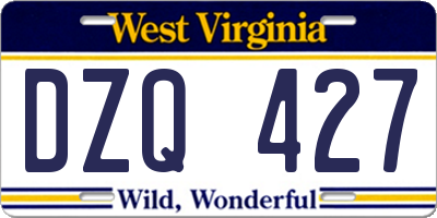 WV license plate DZQ427