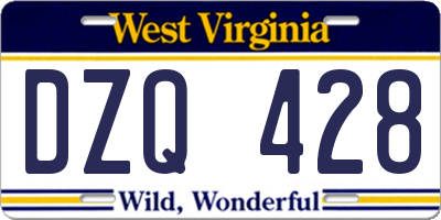 WV license plate DZQ428