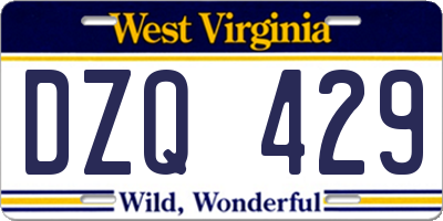 WV license plate DZQ429