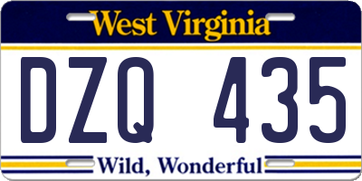 WV license plate DZQ435