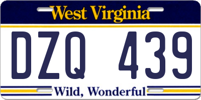 WV license plate DZQ439
