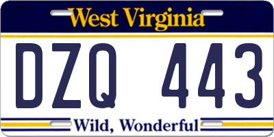 WV license plate DZQ443