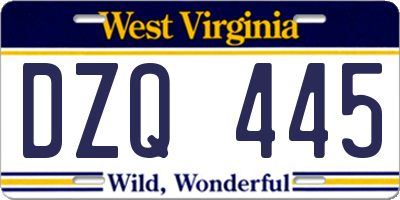 WV license plate DZQ445