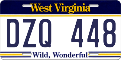 WV license plate DZQ448