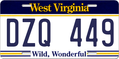 WV license plate DZQ449