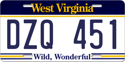 WV license plate DZQ451