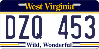 WV license plate DZQ453