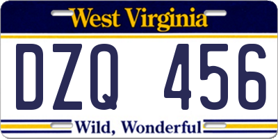 WV license plate DZQ456