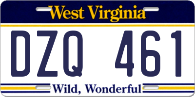 WV license plate DZQ461