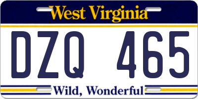 WV license plate DZQ465
